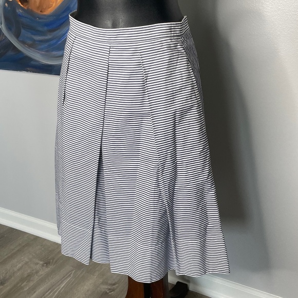 NWT Tibi Blue White Striped Pleated Skirt Size 2 100%cotton - Picture 3 of 7